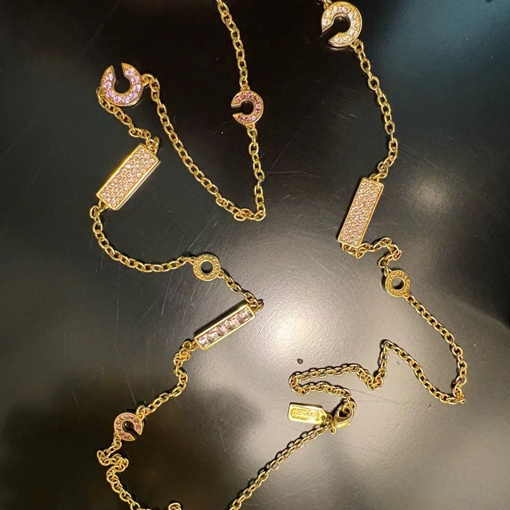Gold and Pink Chain Necklace - Picture 8 of 14
